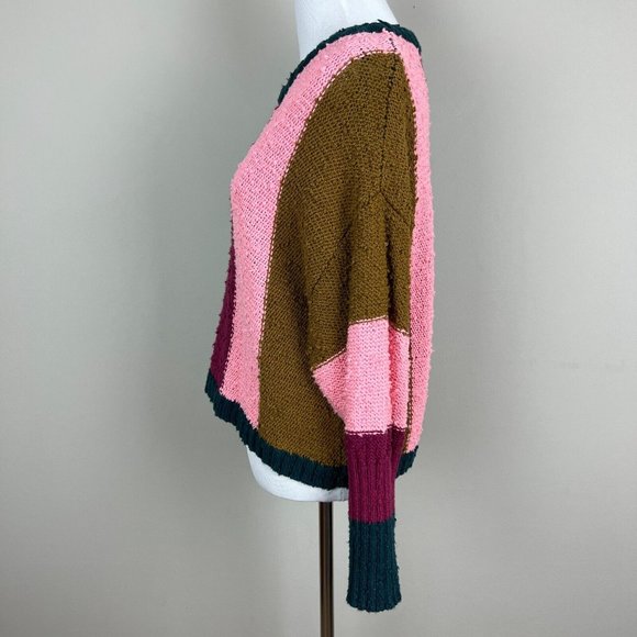 Billabong Sweater Women Small Multicolor Stripe Long Dolman Sleeve Knit Pullover - Picture 6 of 12